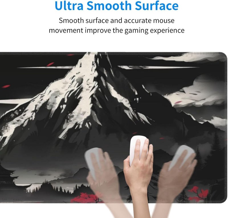 Brecoy Extended Gaming Mouse Pad, Large Desk Mat XL Anime Mouse Pad Waterproof with Stitched Edges, Non-Slip Desktop Pad for Home and Office, Level Up Your 31.5x11.8 Inch (Snow Mountain) - Image 4